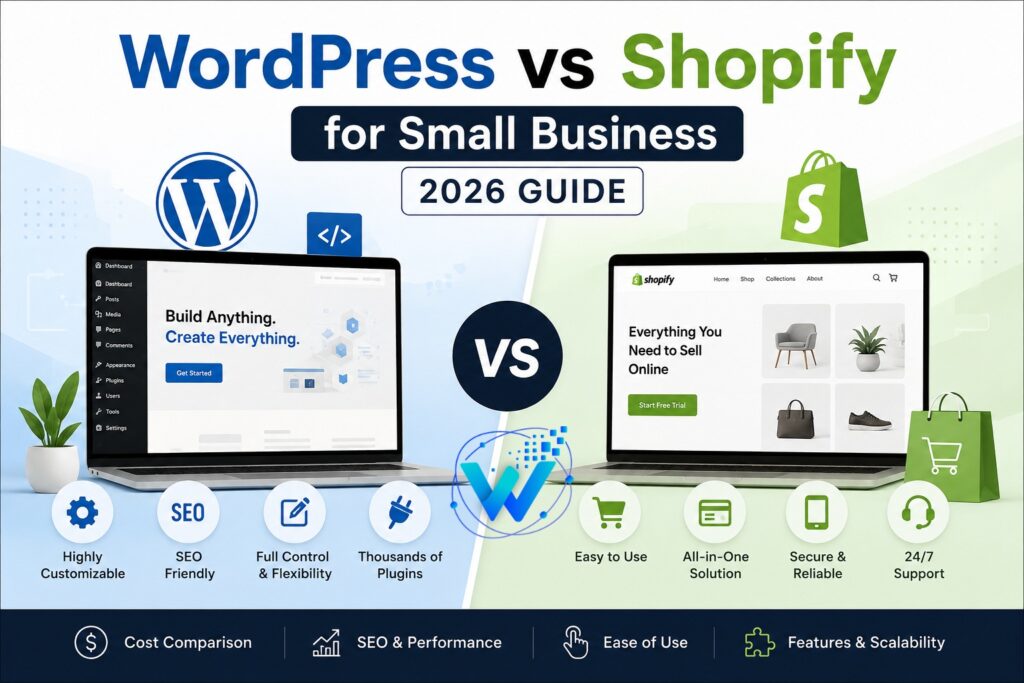 WordPress vs Shopify for small business comparison chart